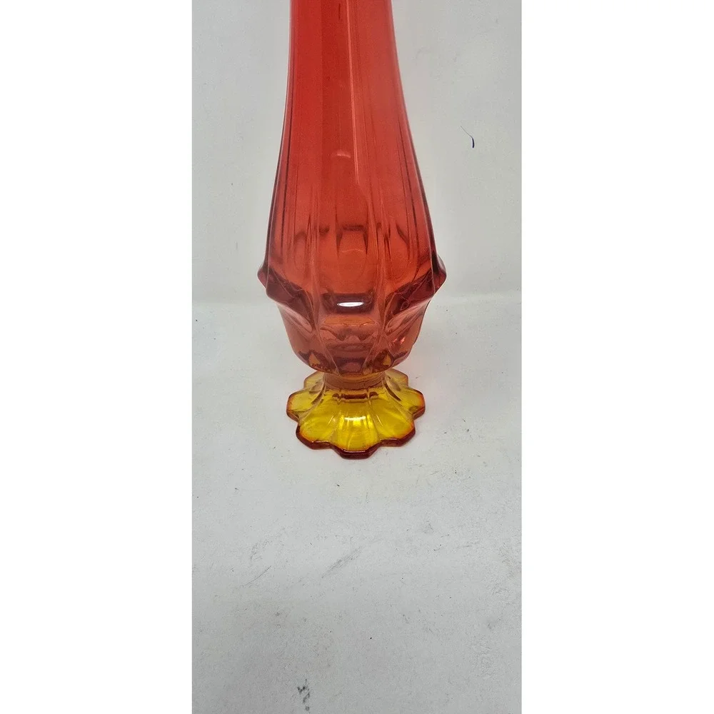 Vtg 1960s‎ Fenton Valencia Amberina swung vase MCM orange bud vase